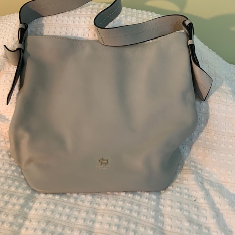 Radley London Light Gray Soft  Leather Handbag Large Size with Dust Bag